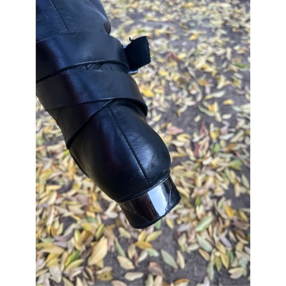 Karl Lagerfeld Paris Leather Boots 6.5 M Low Heel Mod 60s Style - Picture 16 of 16